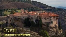  Presentation with holly - Slide deck enhanced with holly-monastery-of-meteora-greece background and a tawny brown colored foreground