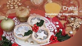  Presentation with christmas holly - PPT theme consisting of holly on a heart shape background and a red colored foreground