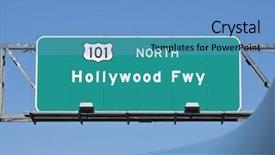  Presentation with freeway - Audience pleasing slides consisting of hollywood 101 freeway overhead sign backdrop and a teal colored foreground