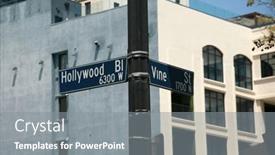  Presentation with hollywood - PPT theme enhanced with hollywood-and-vine-street-sign background and a gray colored foreground