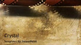  Presentation with film strip - Slides having hollywood backdrop - old film strip on grunge background and a gold colored foreground