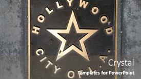  Presentation with cement - Amazing PPT theme having hollywood-city-of-l backdrop and a gray colored foreground