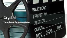 Presentation with movie reel - PPT theme enhanced with hollywood movie clapboard with movie background and a dark gray colored foreground