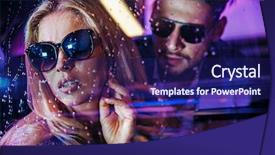  Presentation with hollywood star - PPT theme featuring hollywood star - fashionable couple in a car background and a navy blue colored foreground