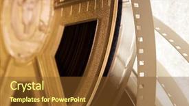  Presentation with movie reel - Presentation theme featuring hollywood star - film reel isolated old movie background and a tawny brown colored foreground
