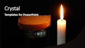  Presentation with water glass - Audience pleasing theme consisting of holocaust - composition from a burning candle backdrop and a black colored foreground