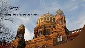  Presentation with holocaust - Presentation design featuring holocaust - panoramic sky view background and a light blue colored foreground