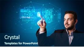  Presentation with hologram - Presentation design with hologram personal database with fingerprint background and a ocean colored foreground