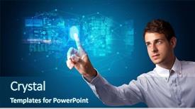  Presentation with hologram - Presentation design with hologram personal database with fingerprint background and a ocean colored foreground