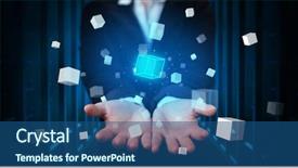  Presentation with hologram - Cool new presentation with hologram projection displaying white cubes backdrop and a  colored foreground