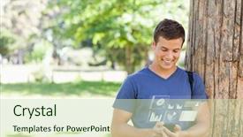  Presentation with digital - Audience pleasing theme consisting of looking at the same direction backdrop and a gray colored foreground