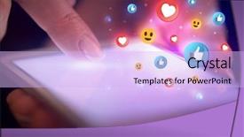  Presentation with social media - Cool new presentation theme with holography - finger touching phone with social backdrop and a lavender colored foreground