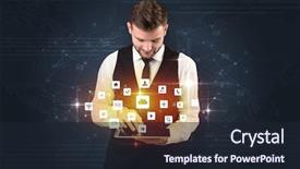  Presentation with preschool hand wash - PPT theme consisting of holography - handsome businessman in suit background and a  colored foreground