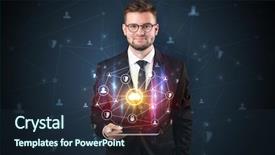  Presentation with hologram - Slide set having holography - secured cloud hologram on tablet background and a wine colored foreground