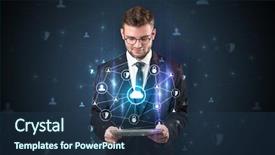  Presentation with hologram - Colorful presentation theme enhanced with holography - secured cloud hologram on tablet backdrop and a ocean colored foreground