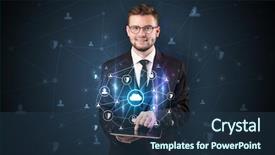  Presentation with hologram - Beautiful slides featuring holography - secured cloud hologram on tablet backdrop and a ocean colored foreground