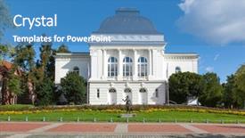  Presentation with theatre - Slide deck having holstein - city theatre at rendsburg germany background and a teal colored foreground