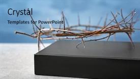  Presentation with thorns - PPT theme with holy bible and crown background and a light blue colored foreground