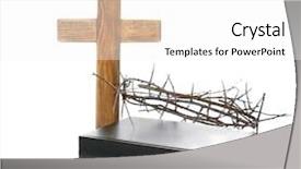  Presentation with thorns - Slide deck with holy bible and wooden cross background and a white colored foreground
