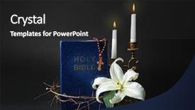  Presentation with easter lily - Presentation theme consisting of holy bible crown of thorns background and a dark gray colored foreground