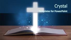  Presentation with glowing cross - Amazing PPT layouts having open holy bible with glowing backdrop and a ocean colored foreground