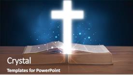  Presentation with glowing cross - Audience pleasing presentation consisting of holy bible with glowing cross backdrop and a tawny brown colored foreground