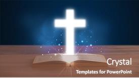  Presentation with glowing cross - Amazing presentation design having open holy bible with glowing backdrop and a  colored foreground