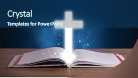  Presentation with glowing cross - Audience pleasing presentation theme consisting of round seeds on a branch with beautiful bokeh blurred background backdrop and a light gray colored foreground