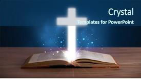  Presentation with middle school - PPT theme consisting of christian school - open holy bible with glowing background and a ocean colored foreground