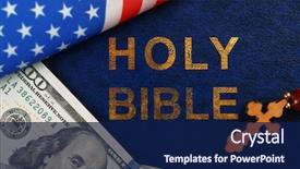 Presentation with holy bible - Presentation theme enhanced with holy bible with rosary beads background and a navy blue colored foreground