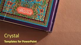  Presentation with holy - Presentation theme having holy-book-koran-against-brown background and a tawny brown colored foreground