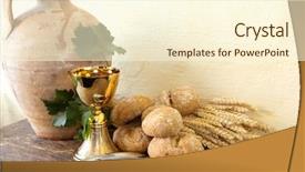  Presentation with miracles - Amazing slides having holy communion - bread and fish backdrop and a cream colored foreground