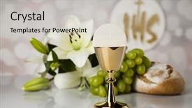 Presentation with wafers - PPT layouts featuring holy communion a golden chalice background and a light gray colored foreground