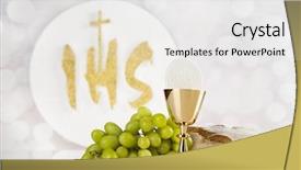  Presentation with holy - Colorful slide deck enhanced with holy communion a golden chalice backdrop and a white colored foreground