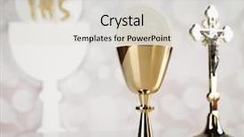  Presentation with holy - Audience pleasing theme consisting of holy communion a golden chalice backdrop and a light gray colored foreground