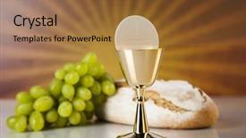  Presentation with wafers - Presentation theme with holy communion a golden chalice background and a coral colored foreground