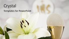  Presentation with wafers - Presentation theme having holy communion a golden chalice background and a light gray colored foreground