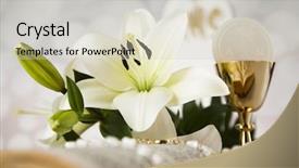  Presentation with holy mass - Slide set having holy communion a golden chalice background and a soft green colored foreground