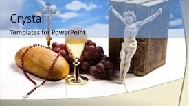  Presentation with bread - Theme enhanced with holy communion bread wine background and a light blue colored foreground