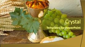  Presentation with wafers - Audience pleasing PPT layouts consisting of holy communion image showing backdrop and a tawny brown colored foreground