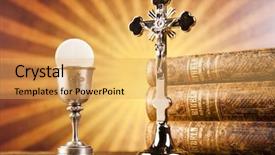  Presentation with holy - Presentation theme having photo of brown ceramic frying pan isolated on white background with soft shadow clipping path background and a lemonade colored foreground