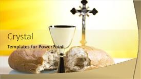  Presentation with holy - Theme having holy-communion background and a yellow colored foreground