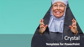  Presentation with nun - PPT theme with holy cross - middle age senior christian catholic background and a dark gray colored foreground