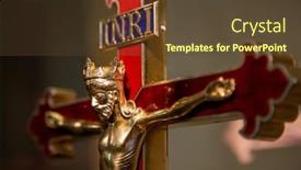  Presentation with crucified christ - Presentation design consisting of holy-cross-made-of-gold background and a tawny brown colored foreground
