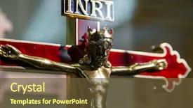  Presentation with crucified christ - PPT theme featuring holy cross with crucified jesus background and a tawny brown colored foreground