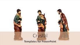  Presentation with holy - PPT theme featuring holy-family-saint-josephceramic-figurine background and a coral colored foreground