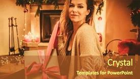  Presentation with gift - Colorful presentation enhanced with holy fire - beautiful youn woman backdrop and a red colored foreground