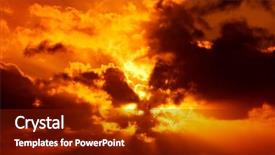  Presentation with fire - Theme with holy fire - dramatic exploding sunset background and a tawny brown colored foreground