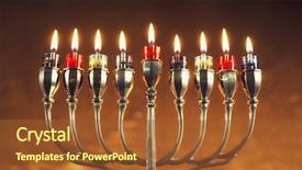  Presentation with hanukkah - Audience pleasing slides consisting of holy fire - jewish holiday hanukkah with silver backdrop and a red colored foreground