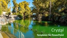  Presentation with winter river - PPT layouts enhanced with holy-font-awaits-pilgrims-israel background and a forest green colored foreground